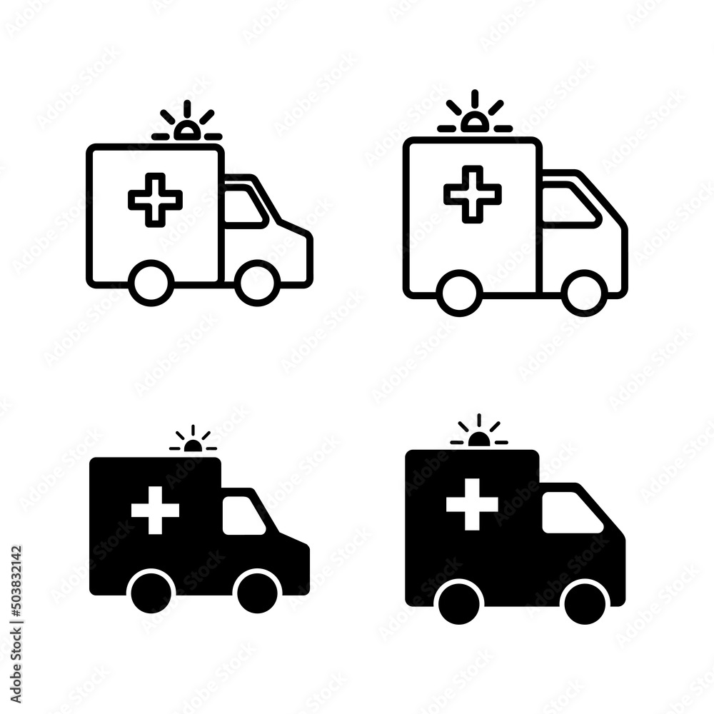 Ambulance icons vector. ambulance truck sign and symbol. ambulance car Ambulance icons vector. ambulance truck sign and symbol. ambulance car
