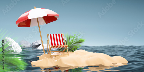 summer background 3d product display platform scene with surfboard platform. sky cloud summer background 3d render on the ocean display. podium on sand beach cosmetic product display stand