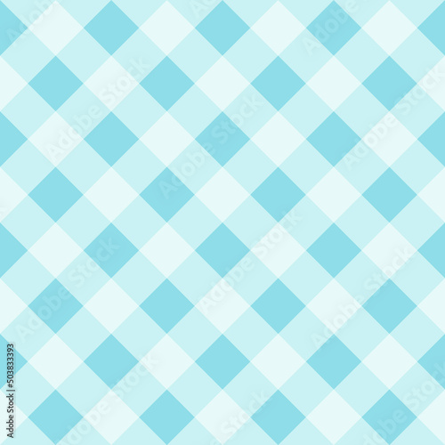 Seamless pattern. Classical cell diagonally. Contrasting white diagonal lines on a blue background.