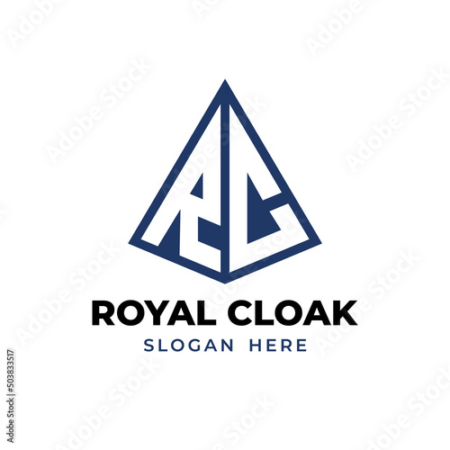 minimalist triangle logo concept for rc letter