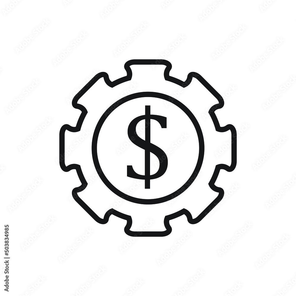 Money gear icon design. vector illustration Money gear icon design. vector illustration