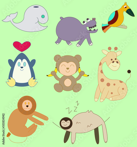 Adorable animals with differents poses