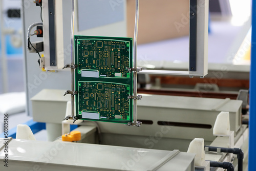Obraz na płótnie printed circuit boards production process