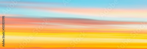 Panoramic sunset sky, natural background, vector illustration, gradient mesh.