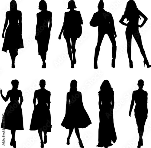 Obraz na plátně silhouettes of women in different poses