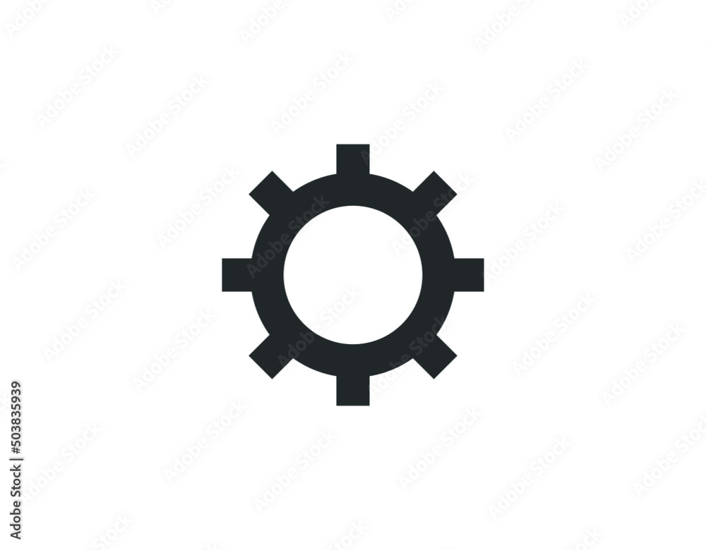 Settings isolated flat vector icon. Gear symbol. Vector gear tool or button for web application or UI.