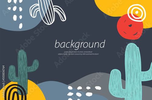abstract cactus space navy blue background element concepts art design