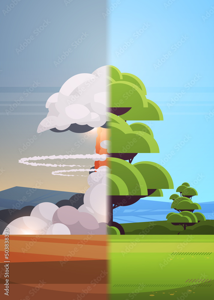 Ταπετσαρία nuclear explosion rising fireball of atomic mushroom cloud and green tree apocal
