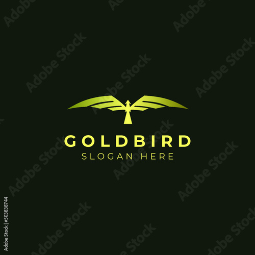 Gold Fly Bird badge Logo template