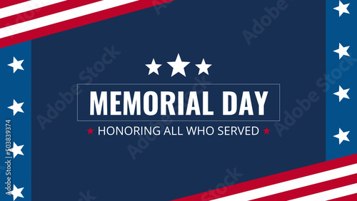 memorial day honoring all who served american flag background editable for poster, banner, and social media.