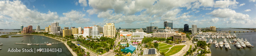 Aerial panorama photo Downtown West Palm Beach circa 2022 photo