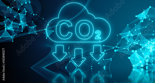 Carbon Capture Technology CO2 Carbon Dioxide Emissions Capture and Storage technologies - Illustration rendering