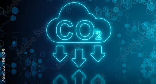 Carbon Capture Technology CO2 Carbon Dioxide Emissions Capture and Storage technologies - Illustration rendering photo