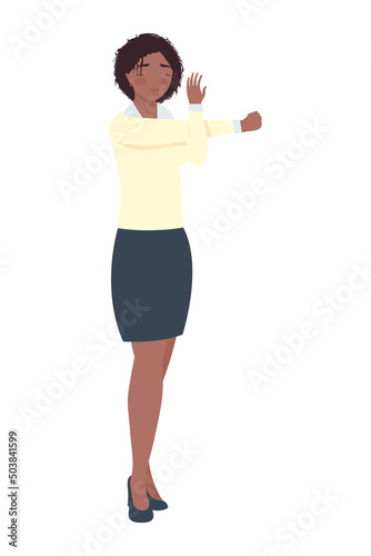 afro woman doing active break