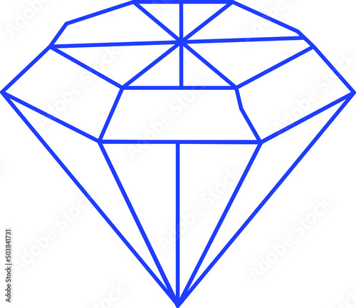 diamond icon, diamond outline blue color. on white background