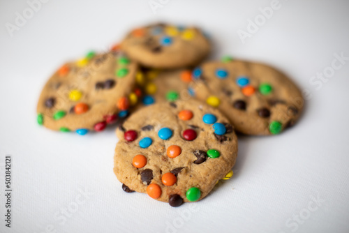 Four Chocolate Chip with Colorful Candy M&M Cookies
