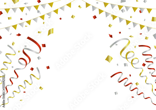 クリスマスのキャンペーン素材／ベクター／下から／リボン／紙吹雪／赤金銀／歳末／初売り／セール／大売り出し