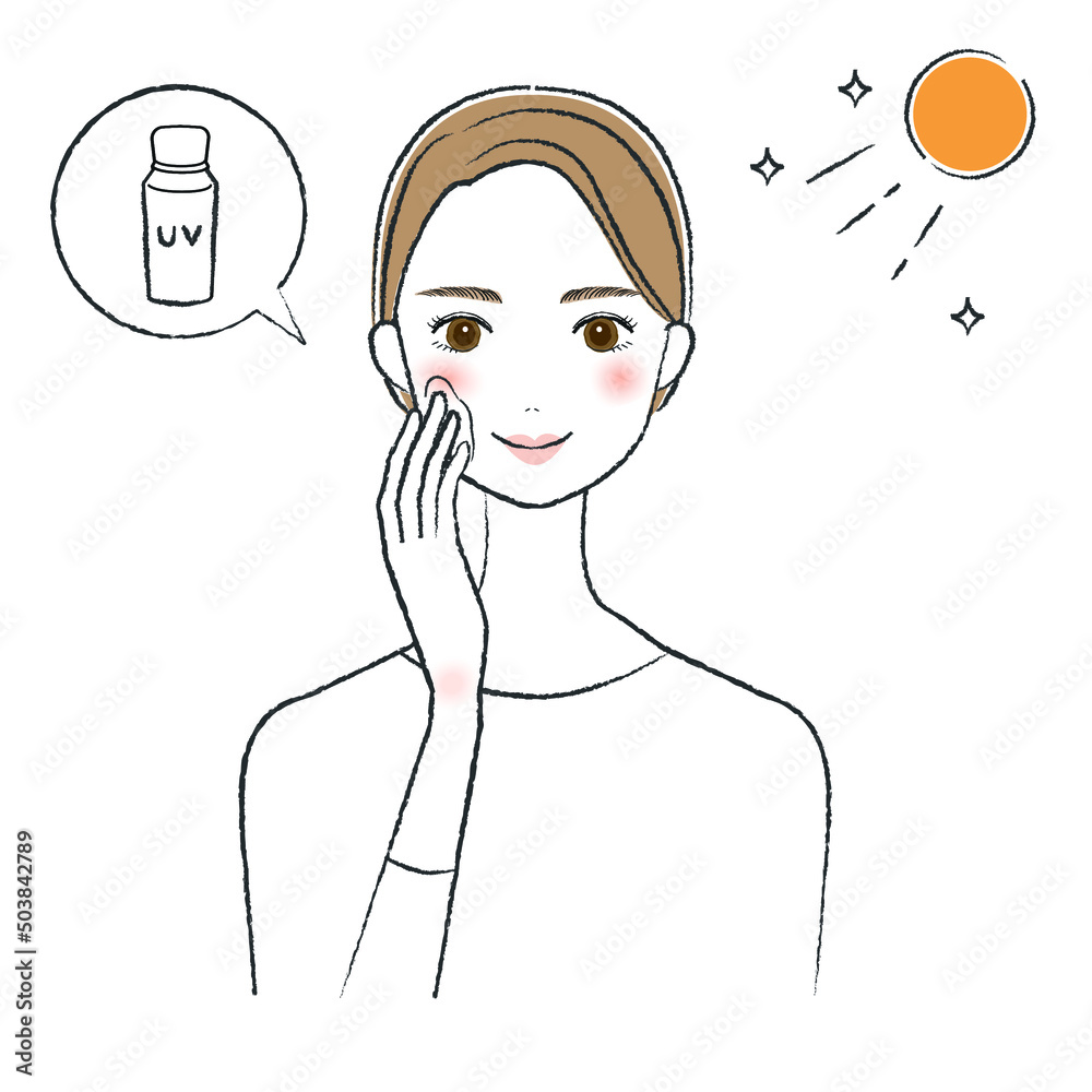 紫外線対策をする女性　UVケア
