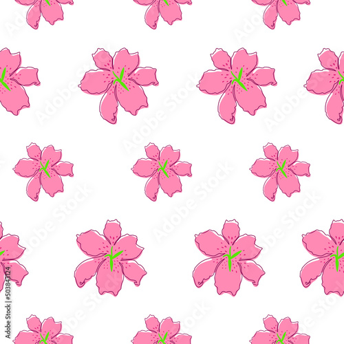 Pink Lilly seamless pattern. flower background vector illustration. © wowow