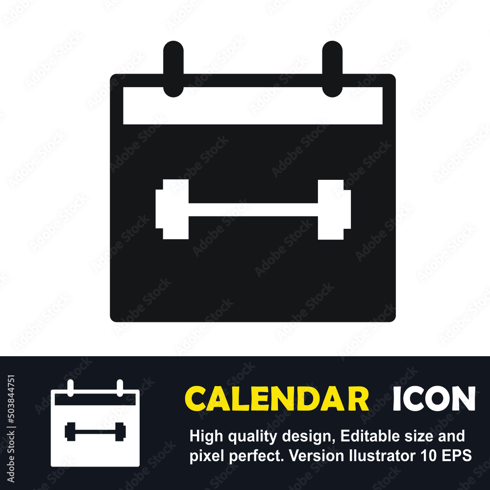 Illustration of a calendar icon for a sports activity schedule, gym, lifting weights. Illustration of a calendar icon for a sports activity schedule, gym, lifting weights.