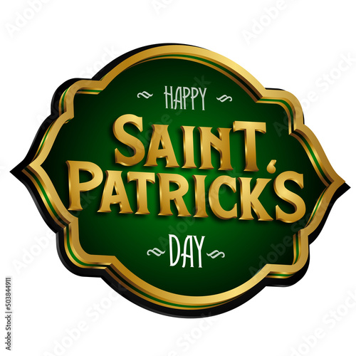 Saint Patrick's 3d realistic vector logo design