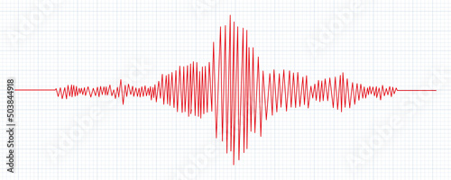 Seismograph measurement or lie detector graph. Seismic measurements with data record. Vector illustration in grid paper background photo