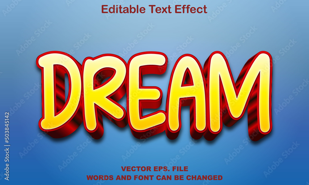 Dream yellow and red gradient 3d editable text effects
