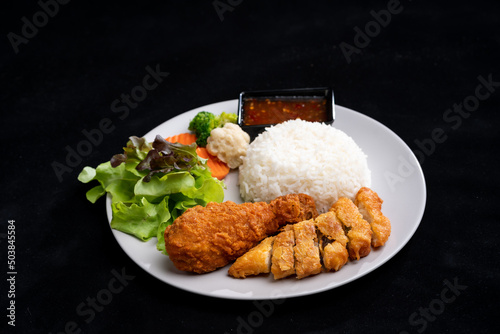 meal food with fried chicke...