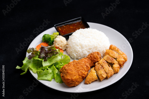 meal food with fried chicke...