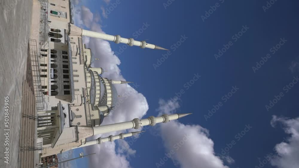 Beautiful Mosque, Kocatepe, Ankara with a magnificent exterior with white clouds in sunny day Beautiful Mosque, Kocatepe, Ankara with a magnificent exterior with white clouds in sunny day