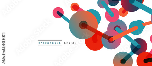 Abstract background. Round dots connected by lines. Trendy techno business template for wallpaper, banner, background or landing