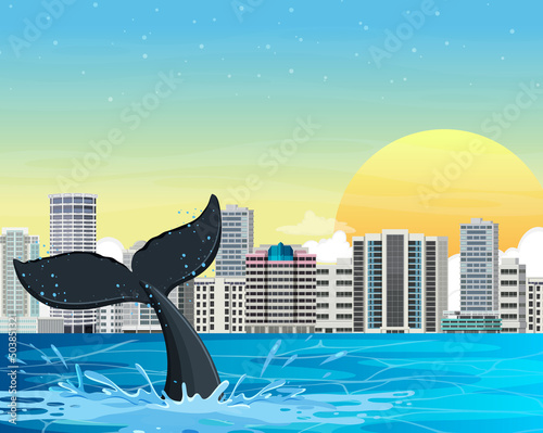 Humpback whale in the city