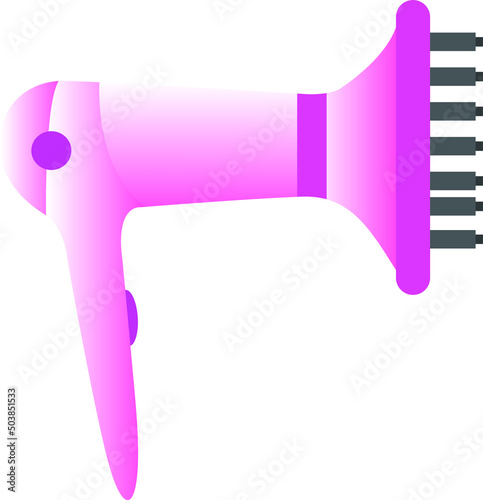 hair dryer brush illustration pink color. on white background