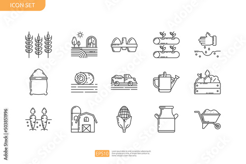Agriculture and Farming Line Icon Set