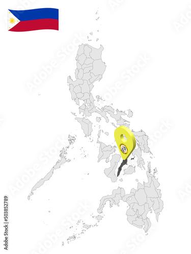 Location of Cebu province on map Philippines. 3d location sign of Cebu. Quality map with provinces of Philippines for your design. Vector illustration. EPS10.