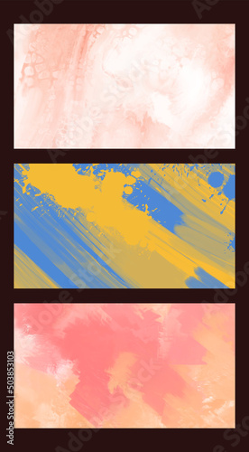 Modern colorful flow backgrounds set. Abstract color banners collection.