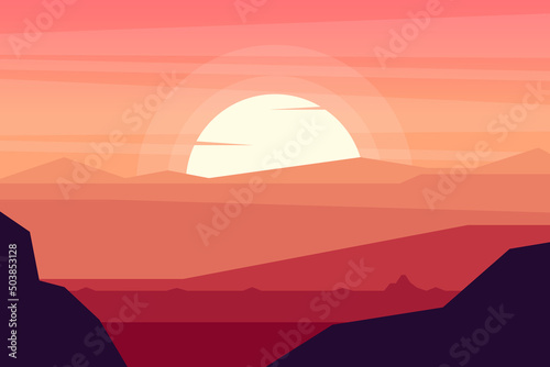 Background landscape of a desert in a beautiful sunset