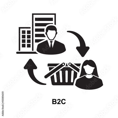 B2C icon. Business to Consumer abbreviation isolated on white background vector illustration.
