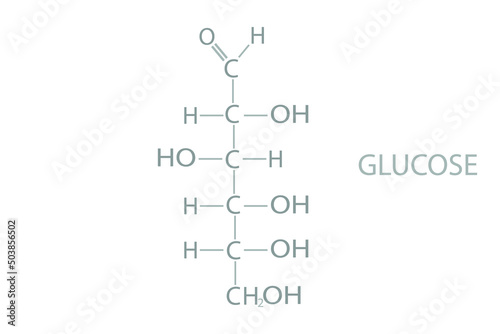 Glucose molecular skeletal chemical formula. 