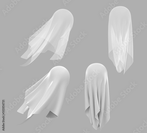 Konstfotografi 3D White ghost sheet costumes