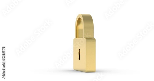 Rotating gold padlock symbol photo