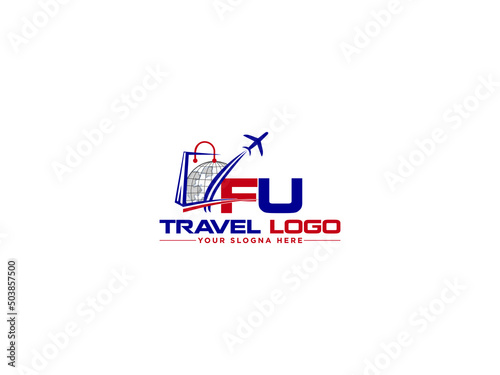 Abstract FU Logo Icon, Creative Fu uf Logo Letter Vector For Holiday Tour Agency photo