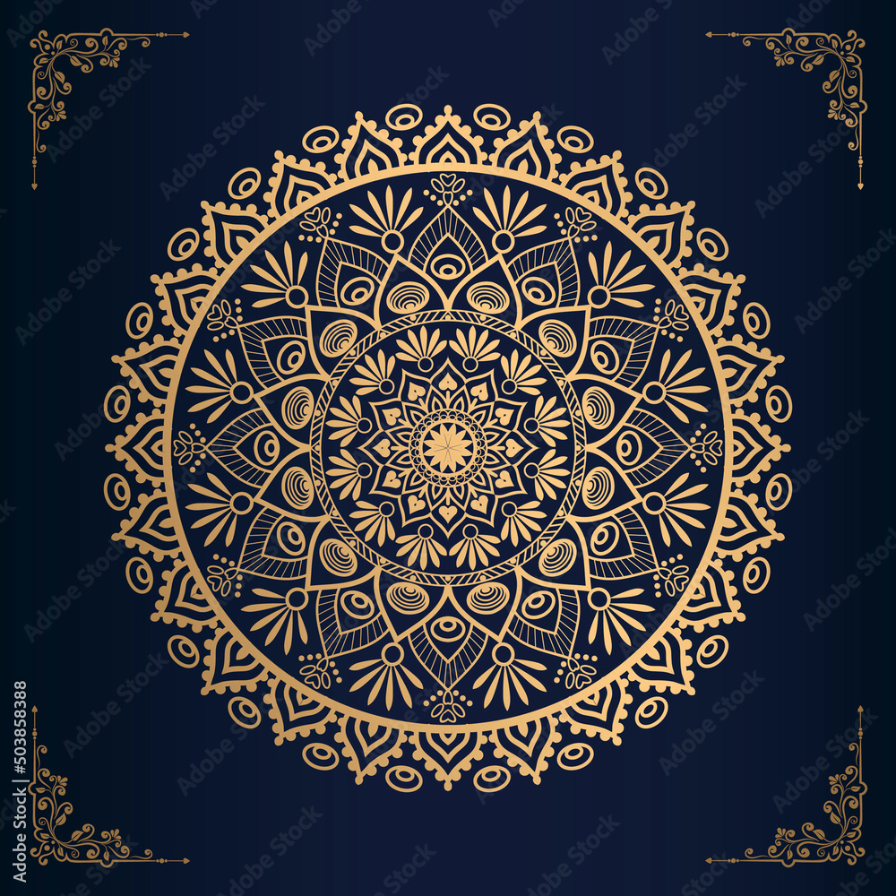 Luxury ornamental mandala background in gold colour Luxury ornamental mandala background in gold colour