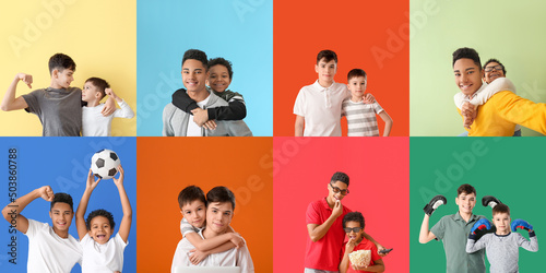 Set of adorable brothers on...