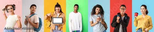 Set of stylish teenagers on...