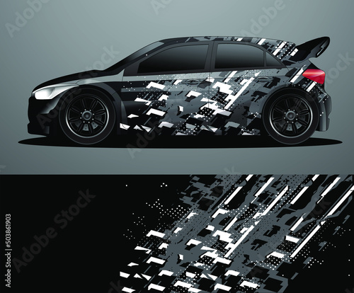 Rally car decal graphic wrap vector, abstract background
