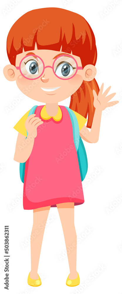 Female student cartoon character with backpack Female student cartoon character with backpack