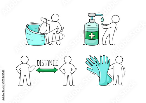 Cartoon icon set - disease prevention.