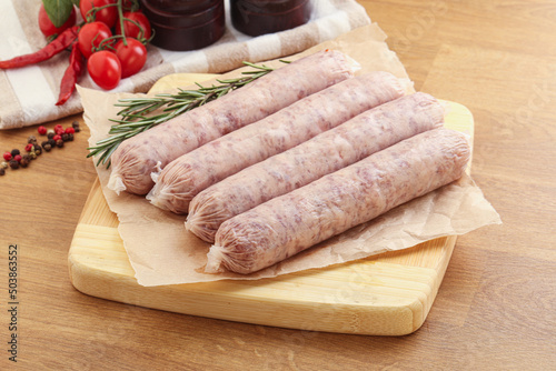 Raw pork sausages for grill