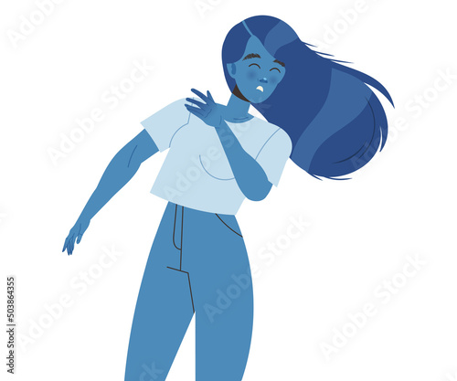 Woman Victim Dodging Suffering from Abuse and Bullying Vector Illustration